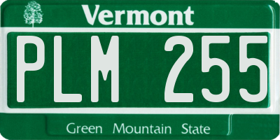 VT license plate PLM255