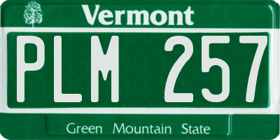 VT license plate PLM257