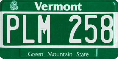 VT license plate PLM258