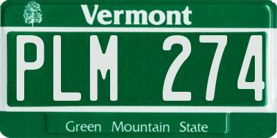 VT license plate PLM274