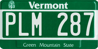 VT license plate PLM287