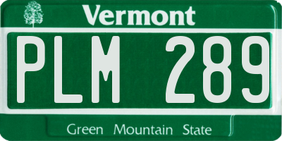 VT license plate PLM289