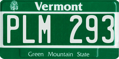 VT license plate PLM293
