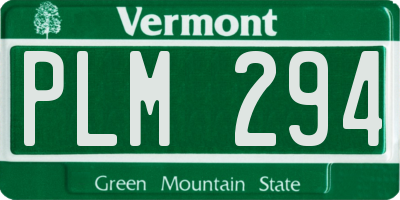 VT license plate PLM294