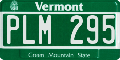 VT license plate PLM295