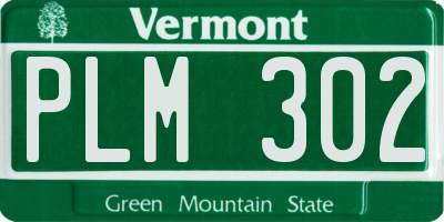 VT license plate PLM302