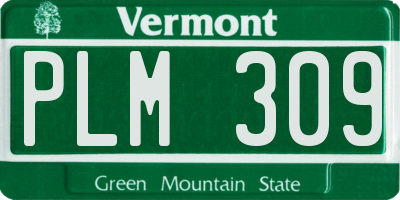 VT license plate PLM309