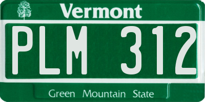 VT license plate PLM312