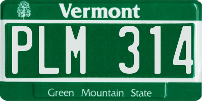 VT license plate PLM314