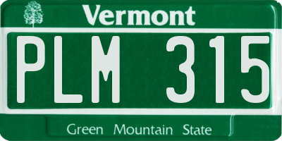 VT license plate PLM315
