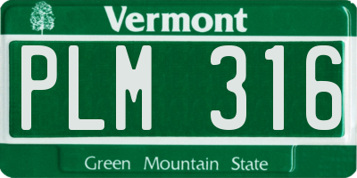 VT license plate PLM316