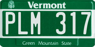 VT license plate PLM317