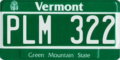 VT license plate PLM322