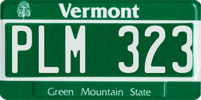 VT license plate PLM323