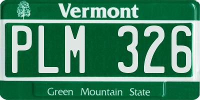 VT license plate PLM326
