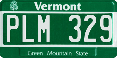 VT license plate PLM329