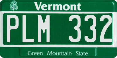 VT license plate PLM332
