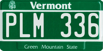 VT license plate PLM336