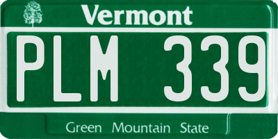 VT license plate PLM339