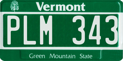 VT license plate PLM343