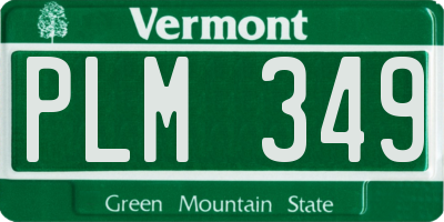 VT license plate PLM349