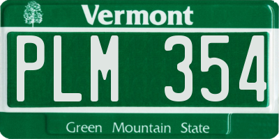 VT license plate PLM354