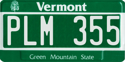 VT license plate PLM355
