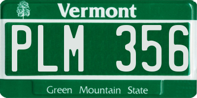 VT license plate PLM356