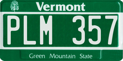 VT license plate PLM357