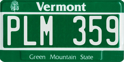 VT license plate PLM359