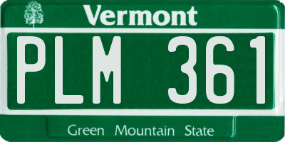 VT license plate PLM361