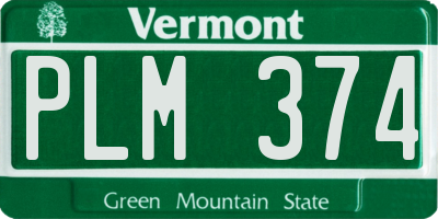 VT license plate PLM374