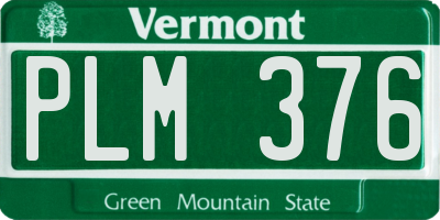 VT license plate PLM376