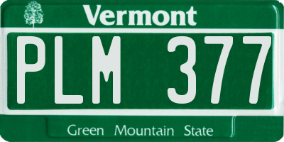 VT license plate PLM377
