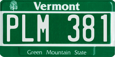 VT license plate PLM381