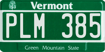 VT license plate PLM385