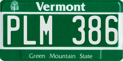 VT license plate PLM386