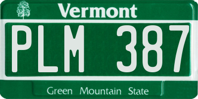 VT license plate PLM387