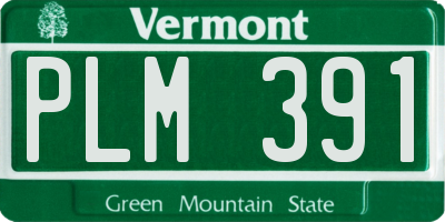 VT license plate PLM391