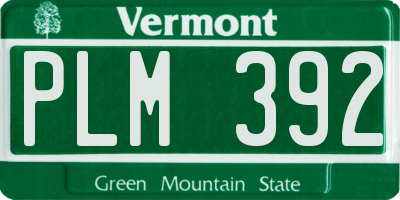 VT license plate PLM392