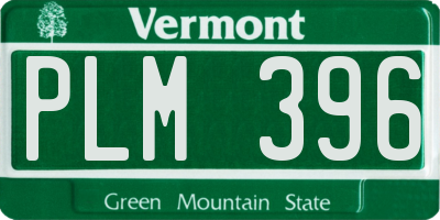 VT license plate PLM396