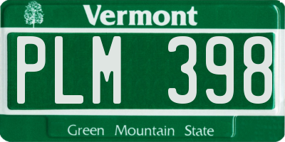 VT license plate PLM398