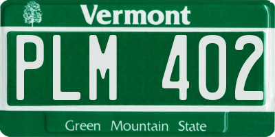 VT license plate PLM402