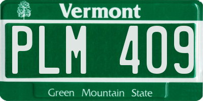 VT license plate PLM409
