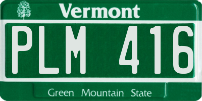 VT license plate PLM416