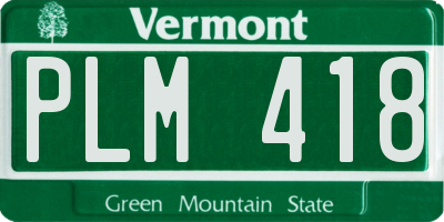 VT license plate PLM418