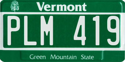 VT license plate PLM419
