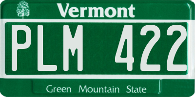 VT license plate PLM422