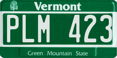 VT license plate PLM423