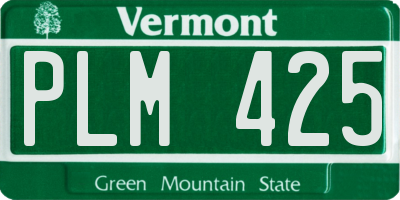 VT license plate PLM425